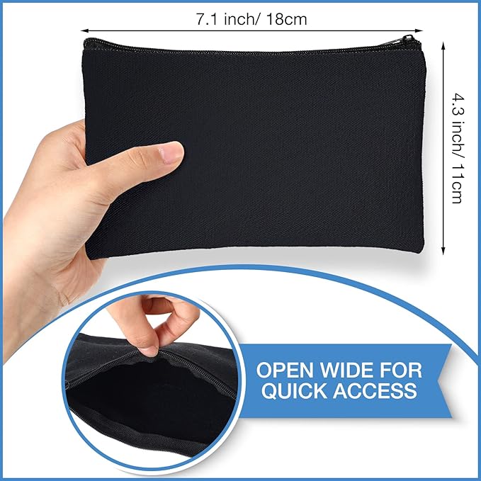 Reginary 80 Pack Canvas Zipper Makeup Bags Bulk Pencil Pouches Blank DIY Craft - Image 2