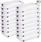 Sterilite 16-Pack 60 Quart ClearView Latch Box, Wheeled Underbed Organizer Bins by Sterilite