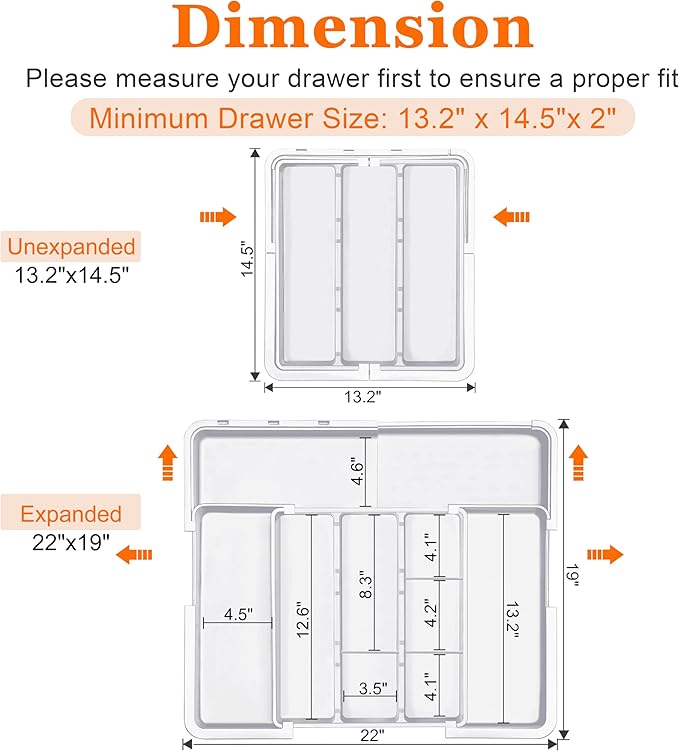 Spaclear Large Utensil Drawer Organizer Expandable Silverware Organizer - Image 4