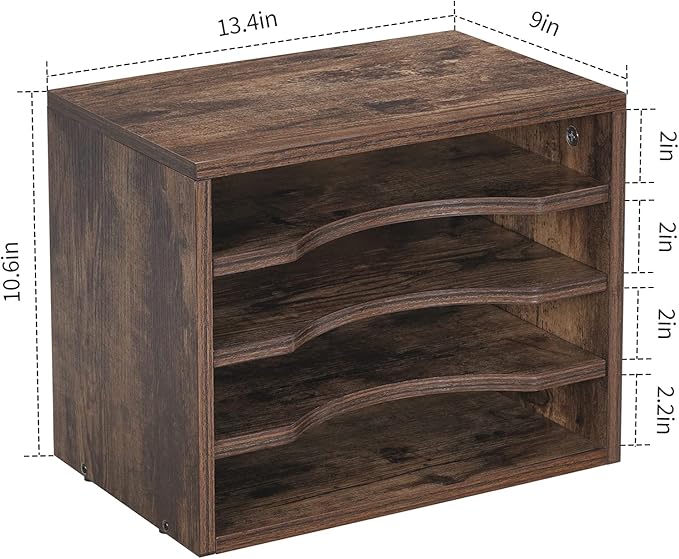 Snughome Vintage Wood File Organizer Desktop, 13.4’’ Document Letter Mail Tray - Image 6