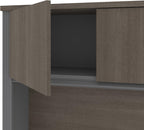 Bestar Hutch for Desk Shell, Bark Grey/Slate, Prestige +, 72W | 4 doors; built-in wire management; Coordinates with other storage pieces in the collection; Particle board construction