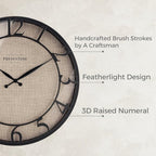 Presentime & Co 21" Farmhouse Series Wall Clock, Cottage Style, Faux Burlap - Image 2