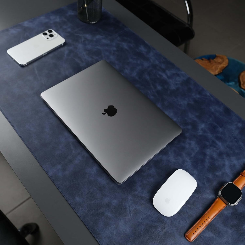 TORONATA Jersey Genuine Calfskin Leather Desk Pad, Office Desk Mat