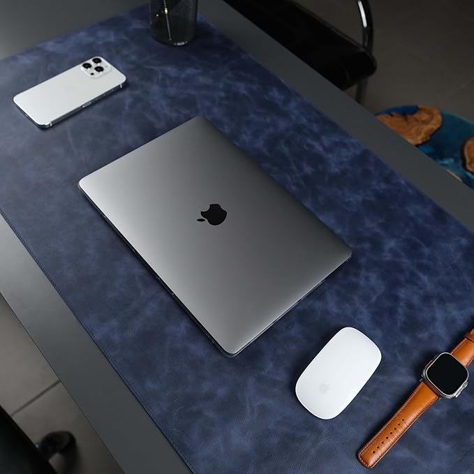 TORONATA Jersey Genuine Calfskin Leather Desk Pad, Office Desk Mat by TORONATA