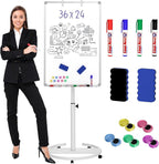 Nicpro Mobile Whiteboard 36"x 24" Magnetic Dry Erase Board, Height Adjustable by Nicpro