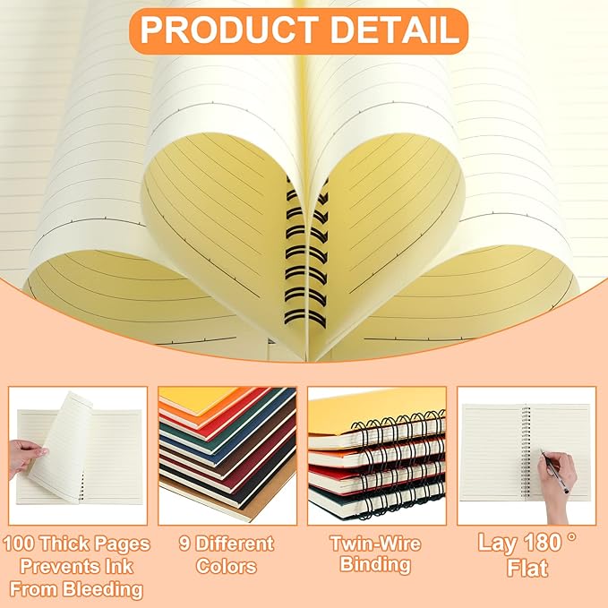 Yahenda Spiral Notebook Bulk A5 College Ruled Journals Notebooks Lined 8.3 x - Image 3