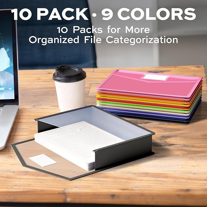 Deli 10 Pack Plastic Expanding File Folder, Folders - Image 3