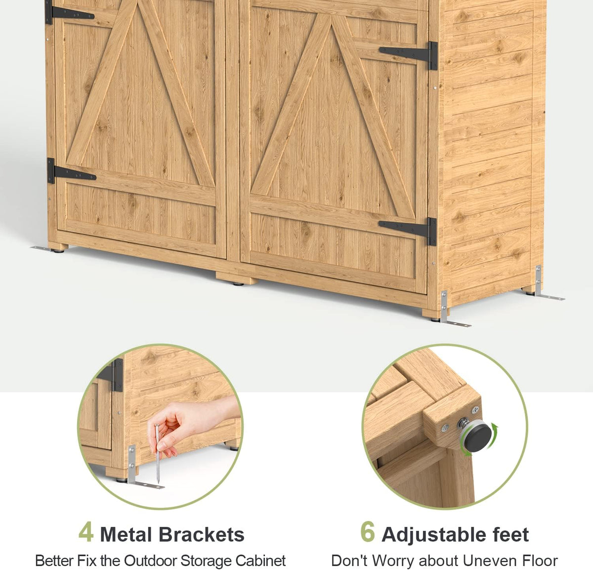 gizoon outdoor cabinet, waterproof roof, double lockable wooden showing dimensions