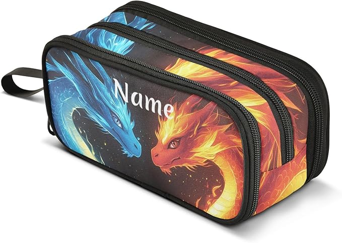 BOENLE Custom Dragons Red Blue Fire Eyes Pencil Case Box Boys Girls by BOENLE-WELCOMEYOURCOMING