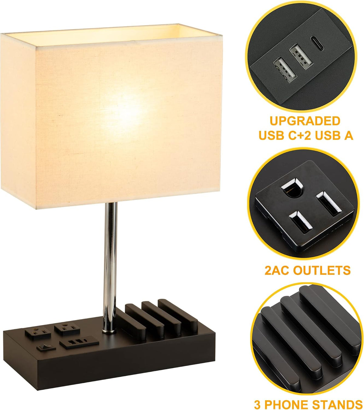 briever usb table lamp, multi-functional desk lamp with shown in use