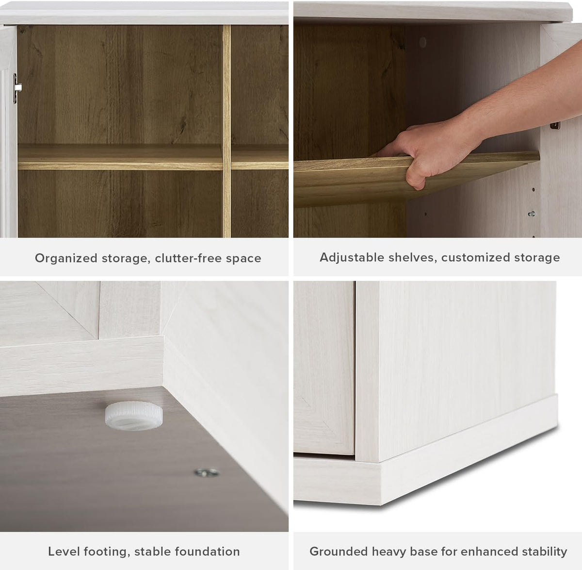 mopio Blake Storage Cabinet, Pantry, Sideboard (White Oak, Single, Acrylic)