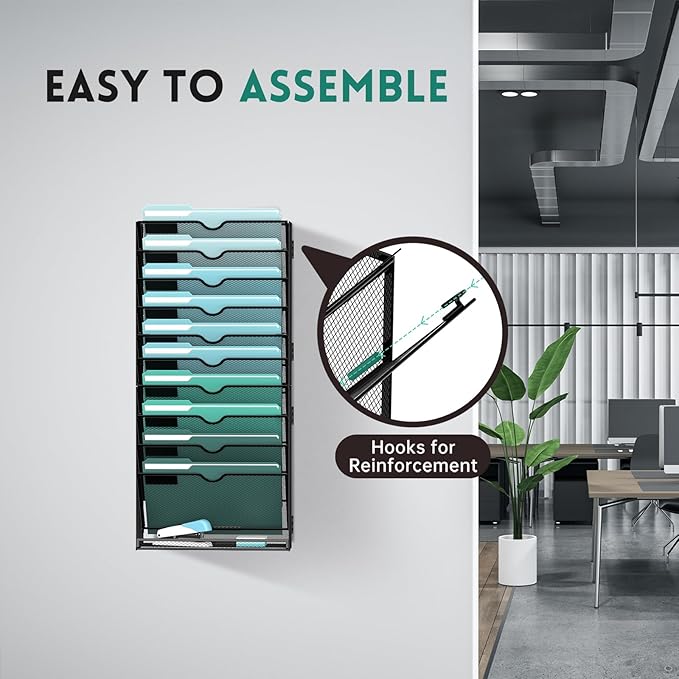 SUPEASY 11-Tier Wall File Organizer, Hanging Wall Files - Image 6