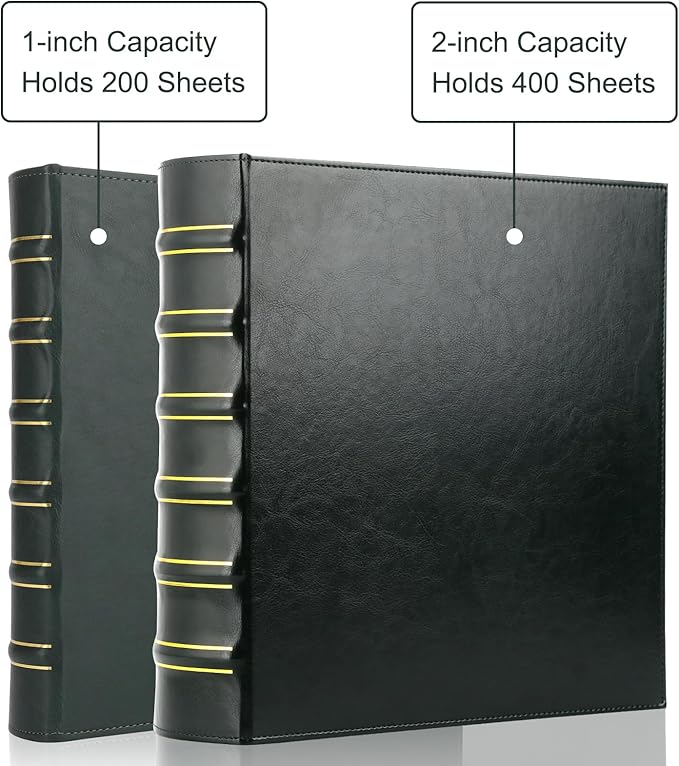 LETVPVOW Vintage Hardback 3 Ring Binder 2 Inch, Professional Leather Binder 3 - Image 5