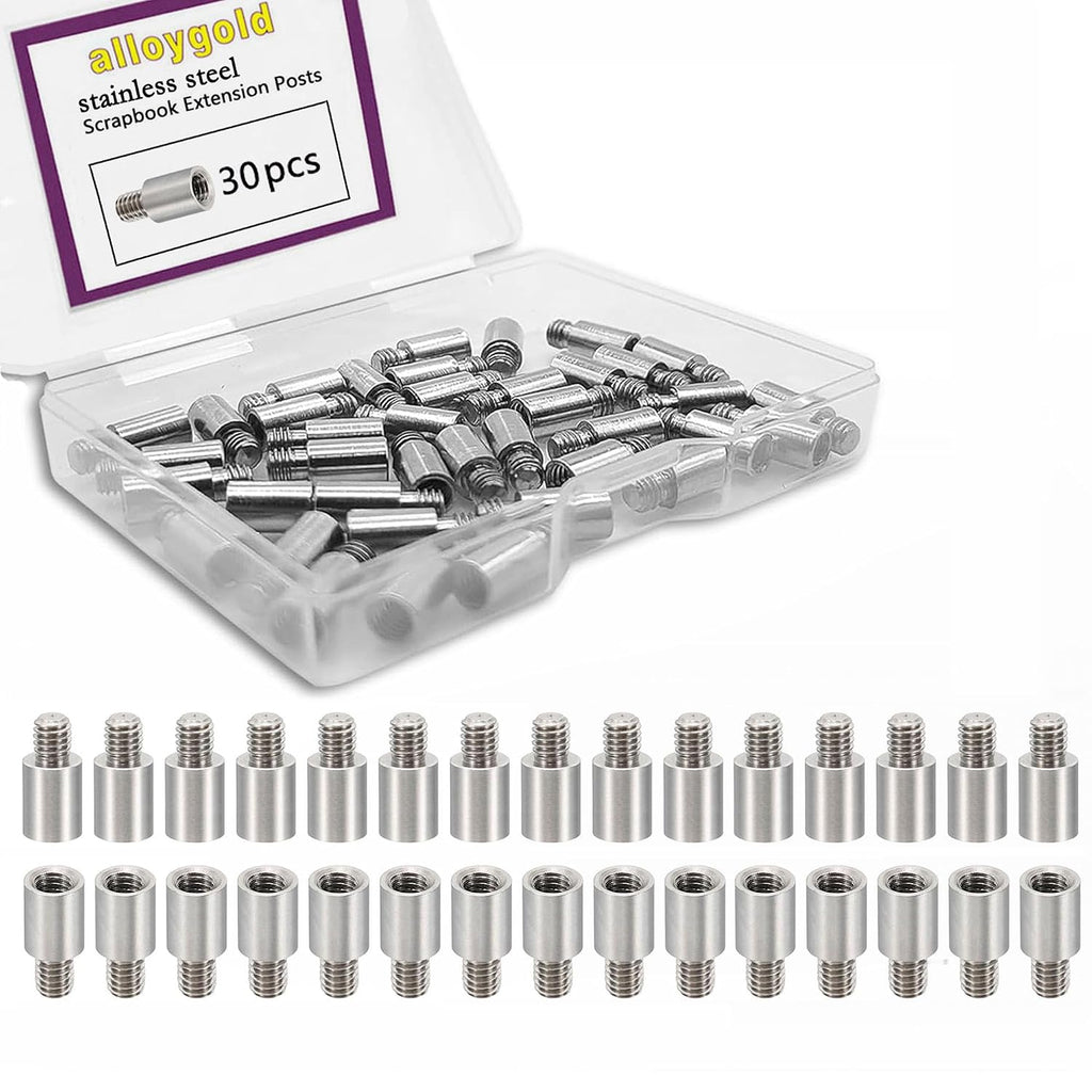 30pcs Stainless Steel Scrapbook Extension Posts | Album Accessories, Binding Extending Post-bound, Refillable Photo Album, Screws Craft DIY Refill Pages