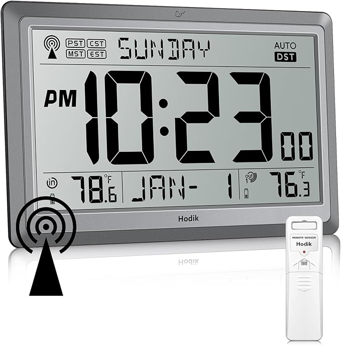 Wall Clock Atomic with Indoor Outdoor Temperature Battery Powered, Easy Reading - Image 9