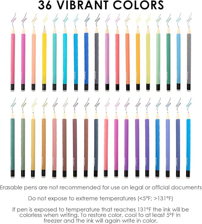 Grabie Erasable Gel Pens, 36 Colors Erasable Pens, Make Mistakes Disappear - Image 3