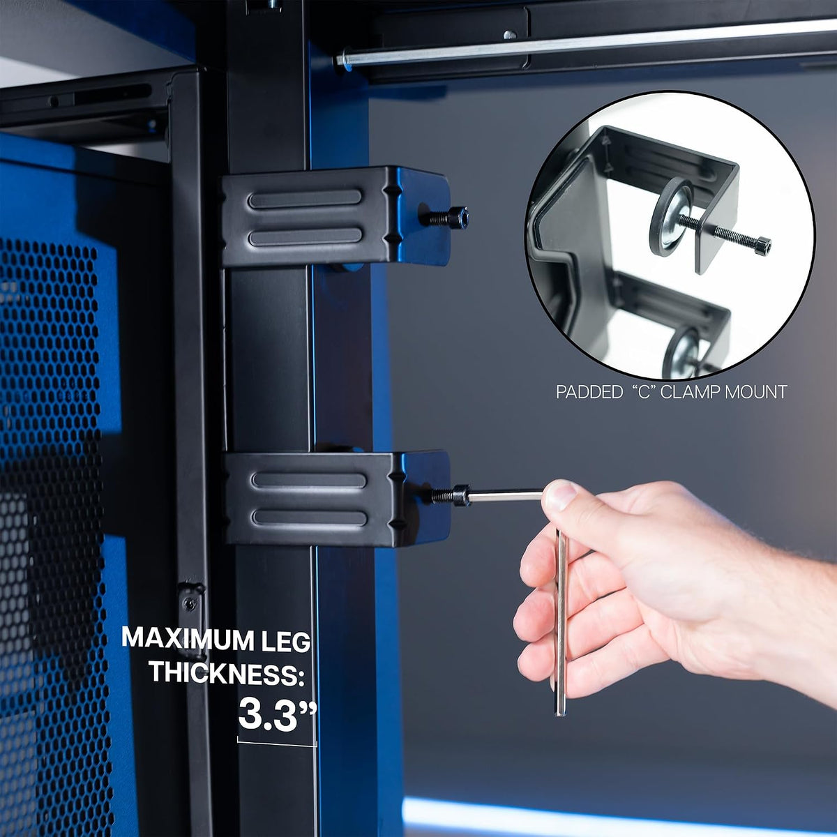 VIVO Black Clamp-on Desk Leg Large PC Mount, Mount-PCLC1