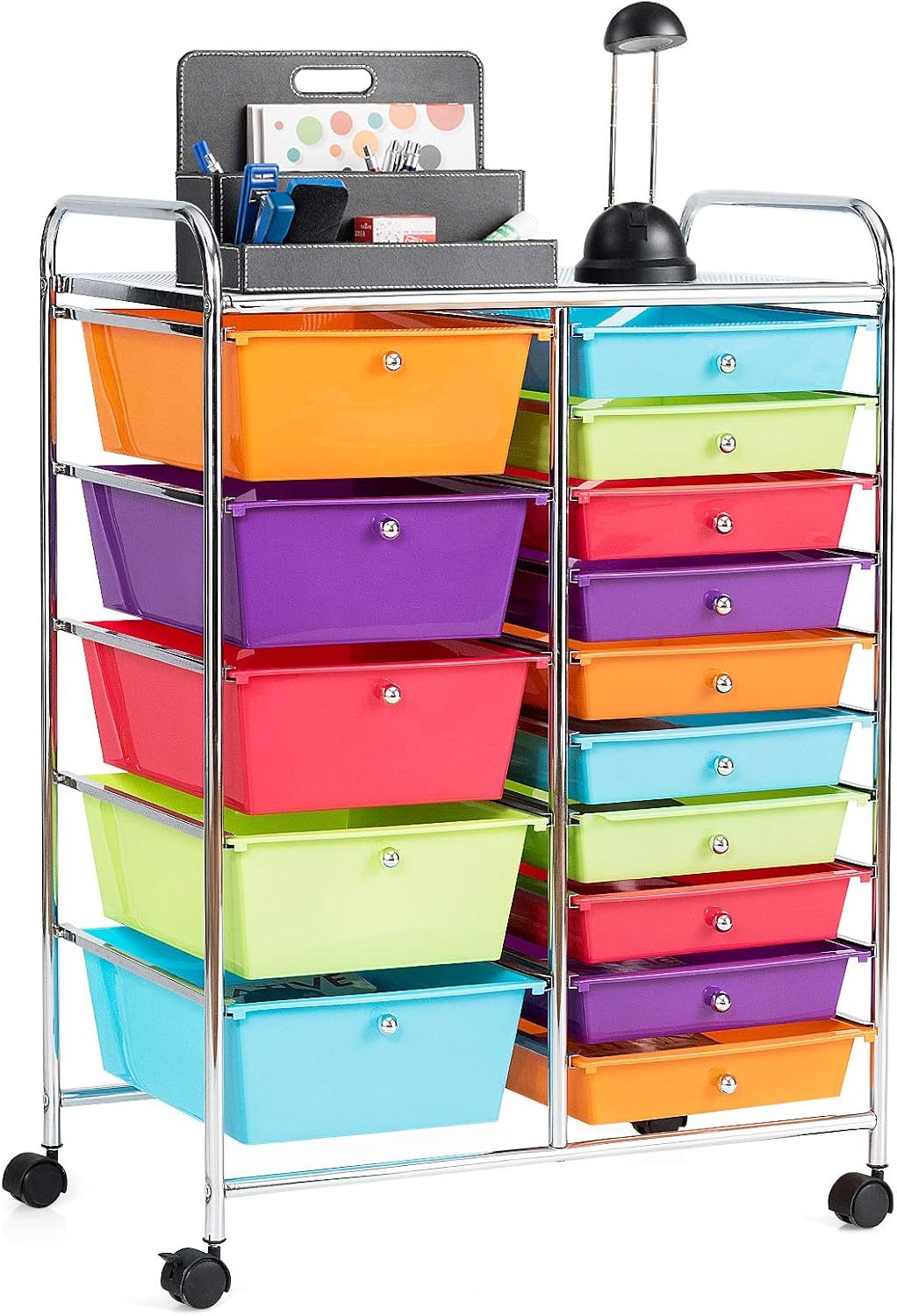 GOFLAME 15-Drawer Rolling Storage Cart, Craft Storage Cart