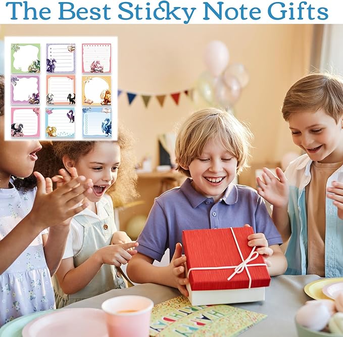 Lovarywow Dragon Sticky Notes Gifts, 9 Pack Cute Dragon Notepads 3x3 Inch Gifts - Image 5