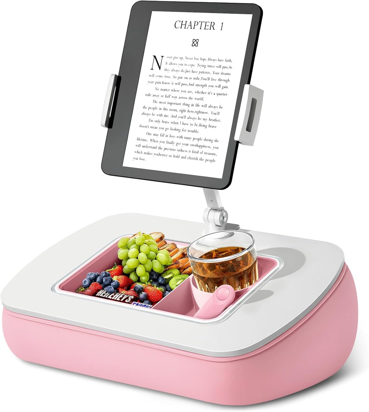 ERGONOV Tablet Pillow Stand for Lap with Snack Bowl and 360° Rotating Arm