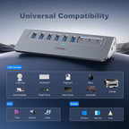 YH6AC Powered USB Hub 10Gbps, intpw 9-Port USB Splitter - Image 6