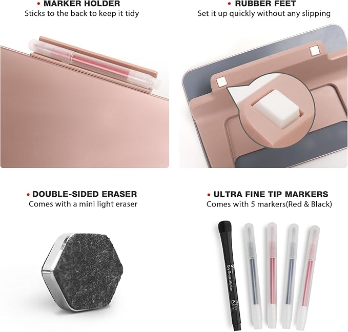 Rose Gold Glossy Mirror Mini Desktop Pure Glass Whiteboard, Small Desktop Dry - Image 4