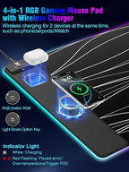 Mouse Pad with Magnetic Wireless Charging, Large Desk Pad Protector, RGB Black - Image 2