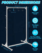 aluminum alloy freestanding bike rack for 4 bikes shown in use