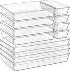 Criusia 12 Pack Large Clear Plastic Drawer Organizer Trays | MULTI-USE Acrylic by Criusia