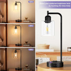 industrial touch lamps for nightstand set of 2, close-up detail
