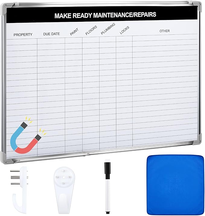 Lincia Make Ready Maintenance/Repairs Dry Erase Whiteboard Magnetic Dry Erase by Lincia