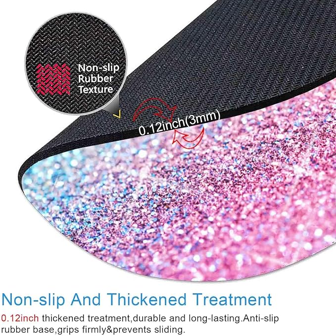 IMAYONDIA Kids Girls Mouse Pad for Laptop, Small Pink Blue Gradient Sparkle - Image 3