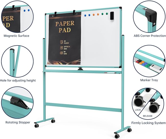 Large Dry-Erase Rolling Magnetic Whiteboard - Image 3