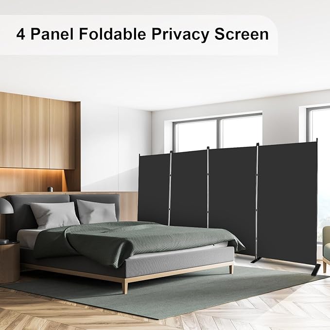 MAYOLIAH 4 Panel Room Divider 6ft Tall Freestanding Privacy Screen 136'' W - Image 4
