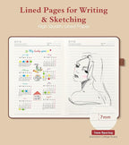 PAIBAS Lined Journal Notebook for Women Men, 160 Pages, A5 Hardcover Vintage - Image 3