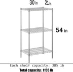 Regal Altair 21" Deep x 30" Wide x 54" Height Wire Shelving Kit | 3-Tier | NSF - Image 3