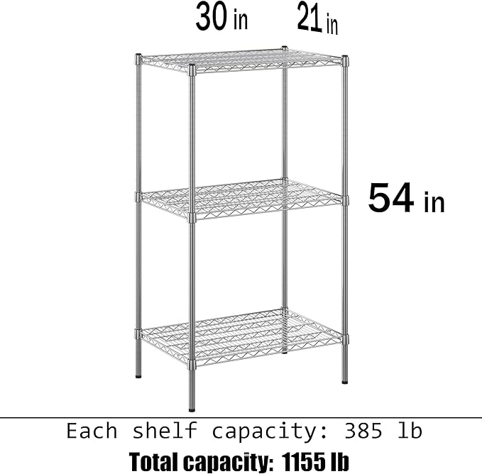 Regal Altair 21" Deep x 30" Wide x 54" Height Wire Shelving Kit | 3-Tier | NSF - Image 3
