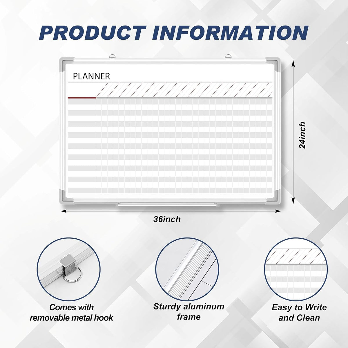 Lincia Lined Dry Erase Board for Office, Make Ready Board, 36"x24"