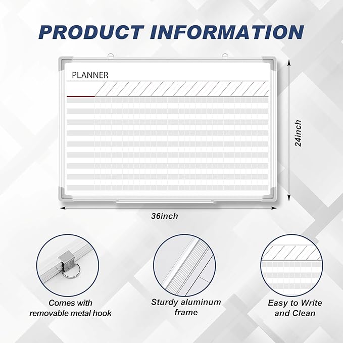 Lincia 36 x24 Make Ready Board Aluminum Frame Dry Erase Board - Image 2