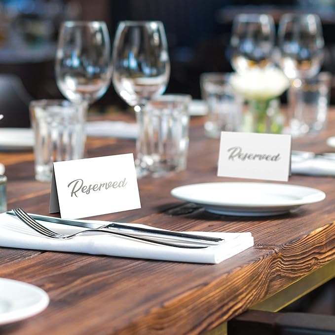 10 Pack Silver Reserved Table Signs - Image 4