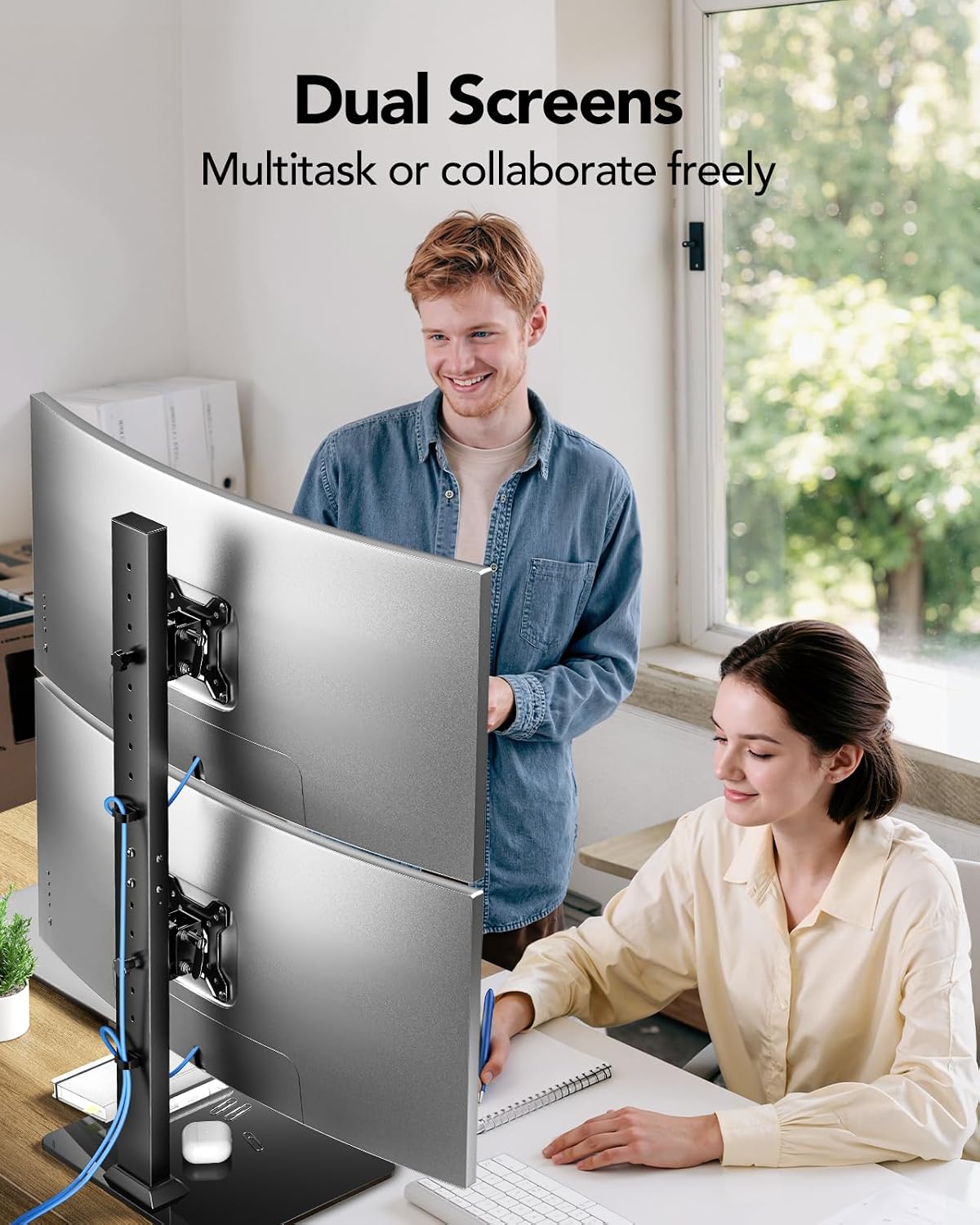 huanuo dual monitor stand for 13 to 34 on a desk or shelf