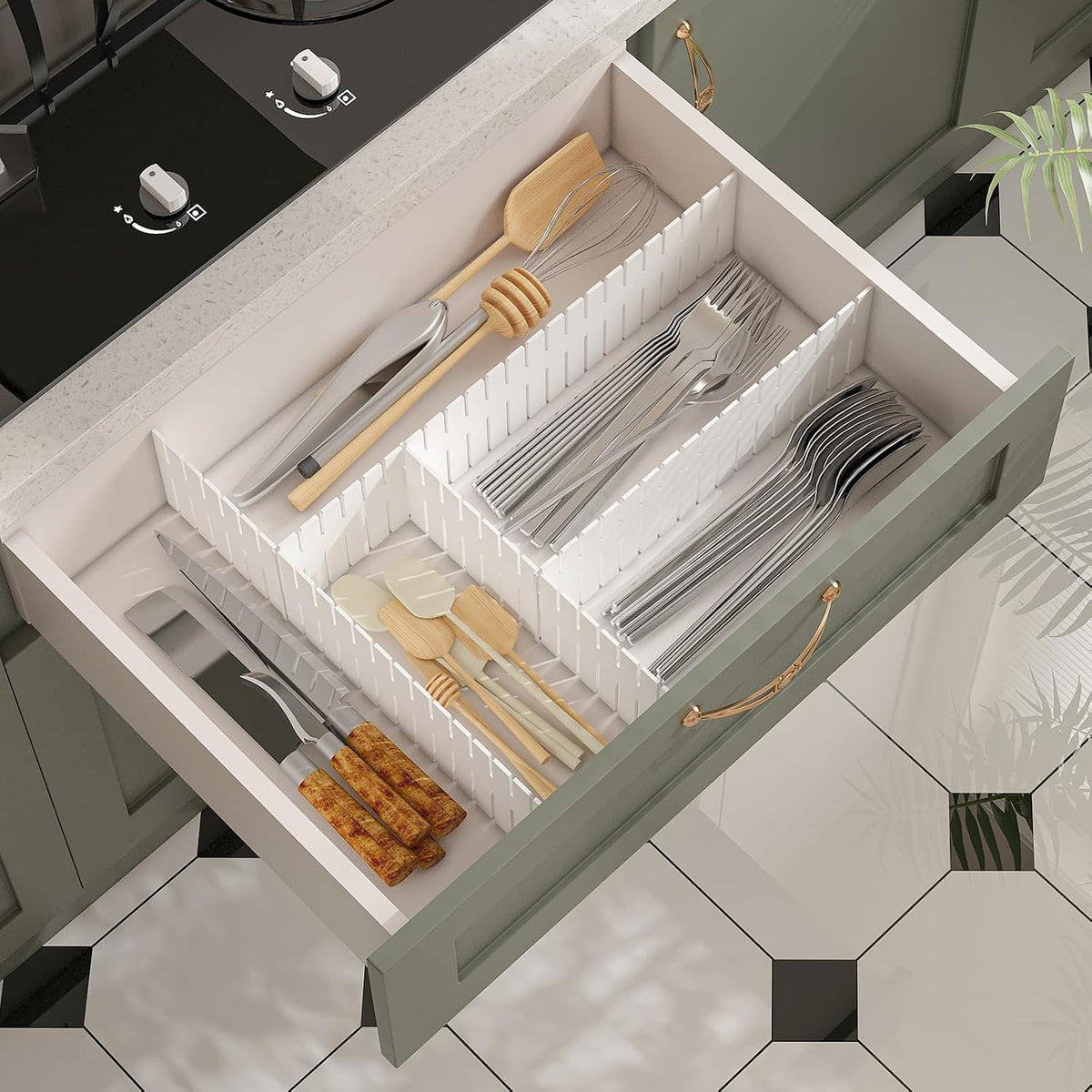 ALBAD Plastic Drawer Dividers Adjustable Drawer Organizer Dividers Separator ...