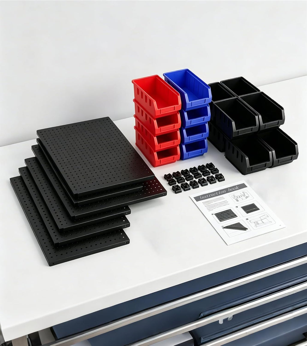 wall mounted storage organizer bins with rack, nuts on a desk or shelf