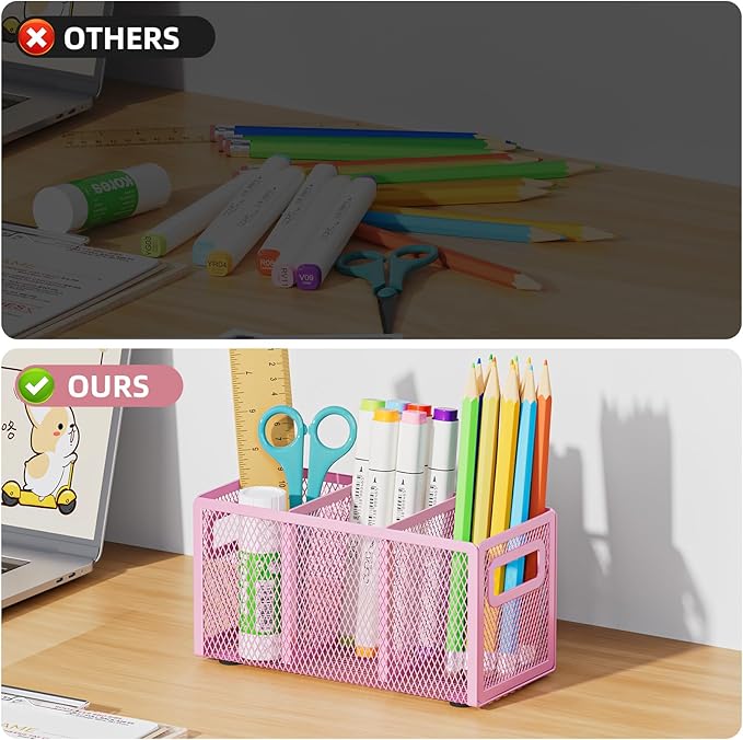 Marbrasse Mesh Pen Holder for Desk, Pencil Holder Desk Organizer 3 Adjustable - Image 5