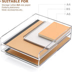 SANRUI 4 Tier Stackable Paper Letter Tray, Acrylic Vertical File Tray A4 Desk - Image 4