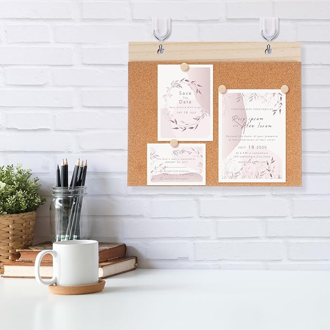 Fiwochic 2 Pcs Desktop Cork Board 9.8'' x 8.3'' Wood Frame Bulletin Board - Image 5