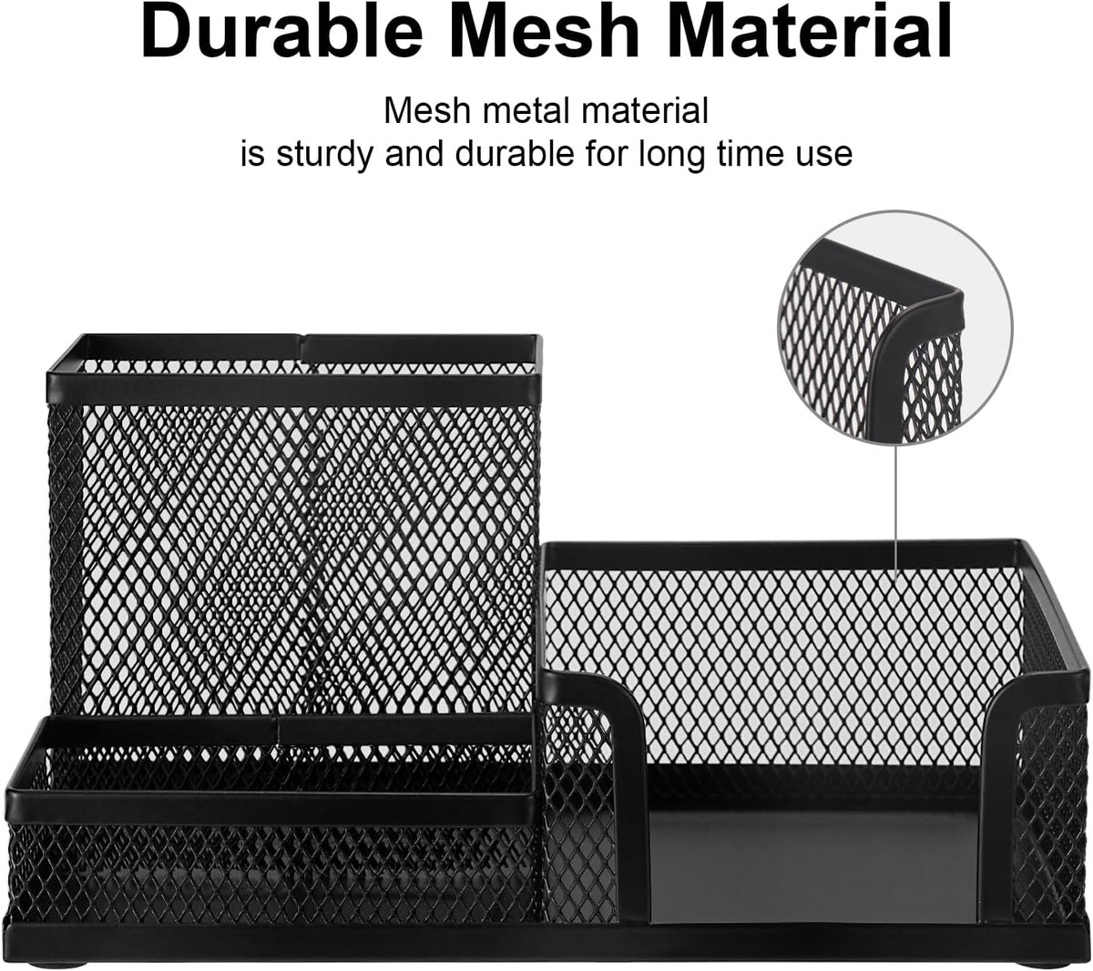 comix 6 packs mesh pen holder, desk organizer, side view