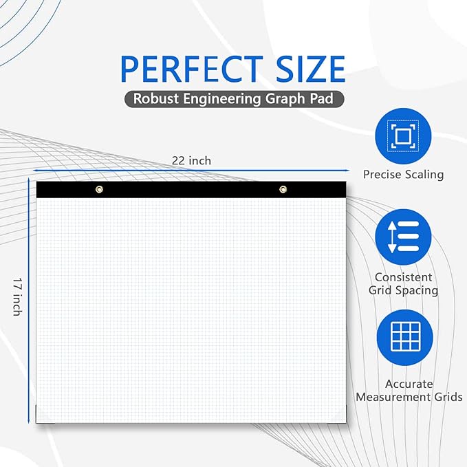 Large Engineering Graph Paper Pad, 100 Sheets/200 Pages, Engineering, Architect - Image 3