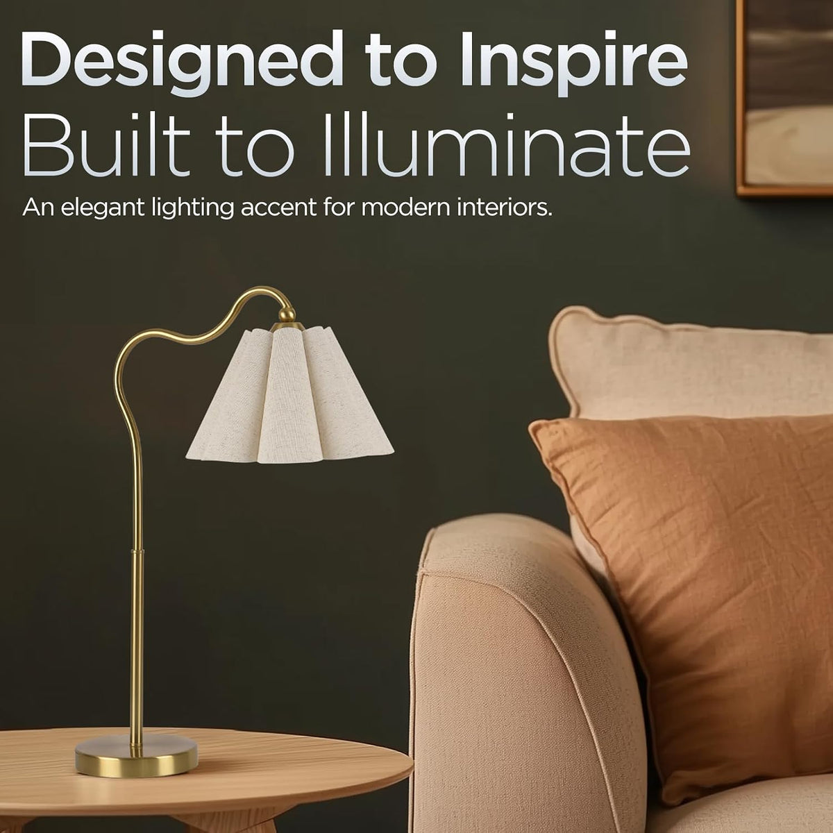 KUNJOULAM Modern Table Lamps, Nightstand Bedside Lamps with Umbrella Form Lin...
