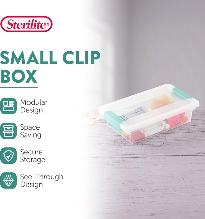 Sterilite 24-Pack Clip Box, Stackable Clear Plastic Bins - Image 2